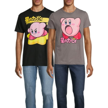 Kirby Men's Graphic Tees with Short Sleeves, 2-Pack, Sizes S-3XL