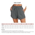 thumbnail image 5 of Pantalones casuales de verano con dobladillo con cordón, color puro, talla L, pantalones cortos con volantes y cintura elástica en gris, 5 of 5