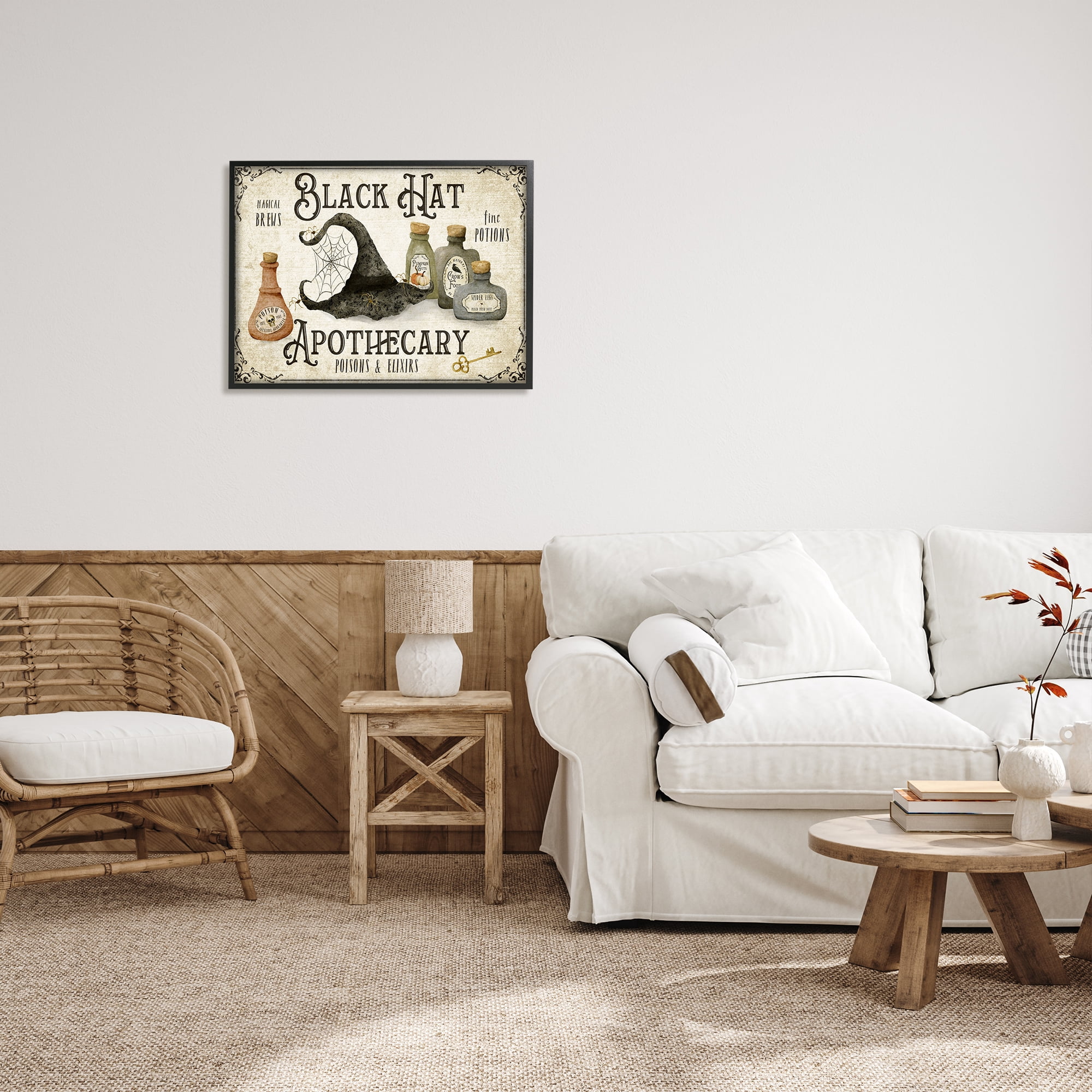 Stupell Industries Black Hat Apothecary Potions Holiday Painting Black Framed Art Print Wall Art, 30 x 24