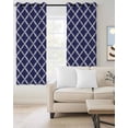 thumbnail image 2 of Quatrefoil Moroccan Pattern Blackout Curtains 72 Inches Long for Bedroom, Geometric Blue Morocco Thermal Insulated Room Darkening Black Out Window Curtain Panels Grommet Drapes for Living Room, 2 of 8