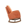 thumbnail image 4 of Fabric Rocking Chair with Solid Rubber Wood Legs and Side Pocket, Modern Glider Chair with High Backrest, Recliner Armchair for Living Room, Bedroom, Lounge, Nursery, Orange, 4 of 8
