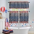 thumbnail image 4 of Vintage Independence Day Kitchen Curtains Valances 3 Piece Set, American Flag Wooden Board Rod Pocket Tier Curtain and Valance Drapes for Small Window 36 Inch Length for Bedroom Cafe, 4 of 9