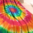 thumbnail image 3 of Colorful Rainbow Tie Dye Spiral Pattern Blanket,Comfortable Soft Flannel Throw Blanket,All Season,Warm Lightweight Blankets for Sofa Bed Couch Living Room Chair,40"x50", 3 of 4
