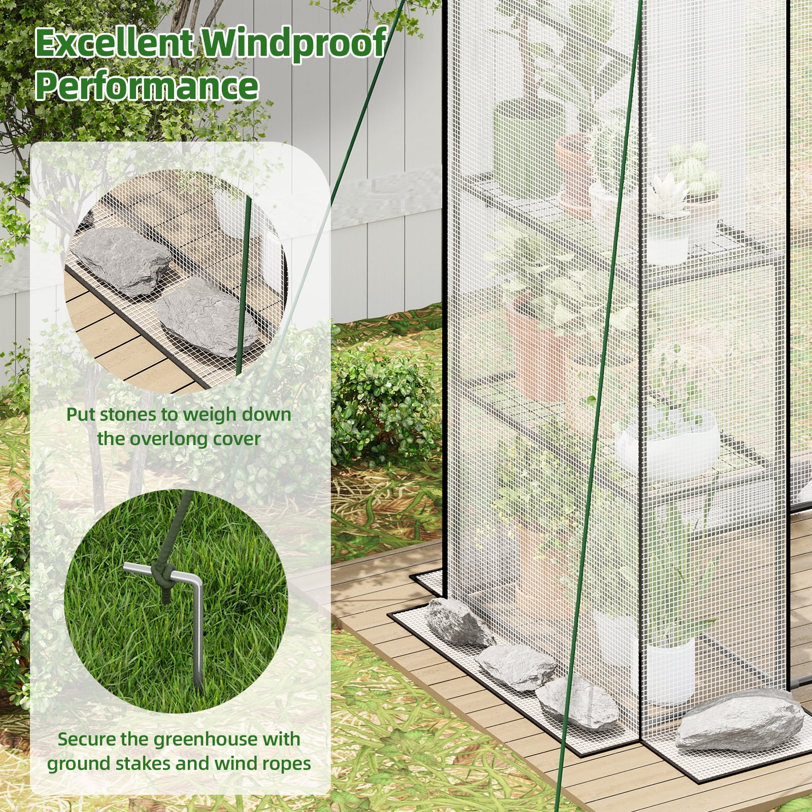 TOMNK Greenhouse, 57 x 28 x 76'' Greenhouses for Outdoors, Portable Greenhouse Kit with Mesh Side Windows, PE Cover, 4 Shelves, Heavy Duty Walk in White House for Backyard Garden Indoor Outside
