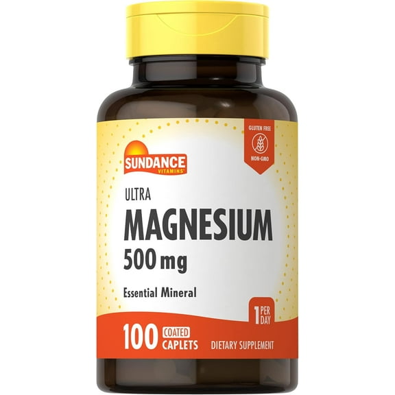 Magnesium 500mg | 100 Caplets | Essential Vitamin | Vegetarian, Non-GMO & Gluten Free | by Sundance