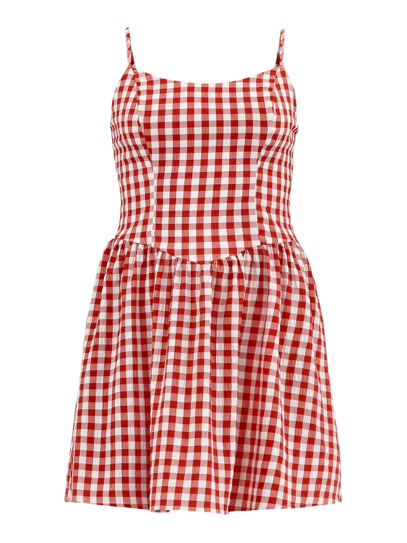No Boundaries Seersucker Gingham Mini Dress, Women's - Walmart.com
