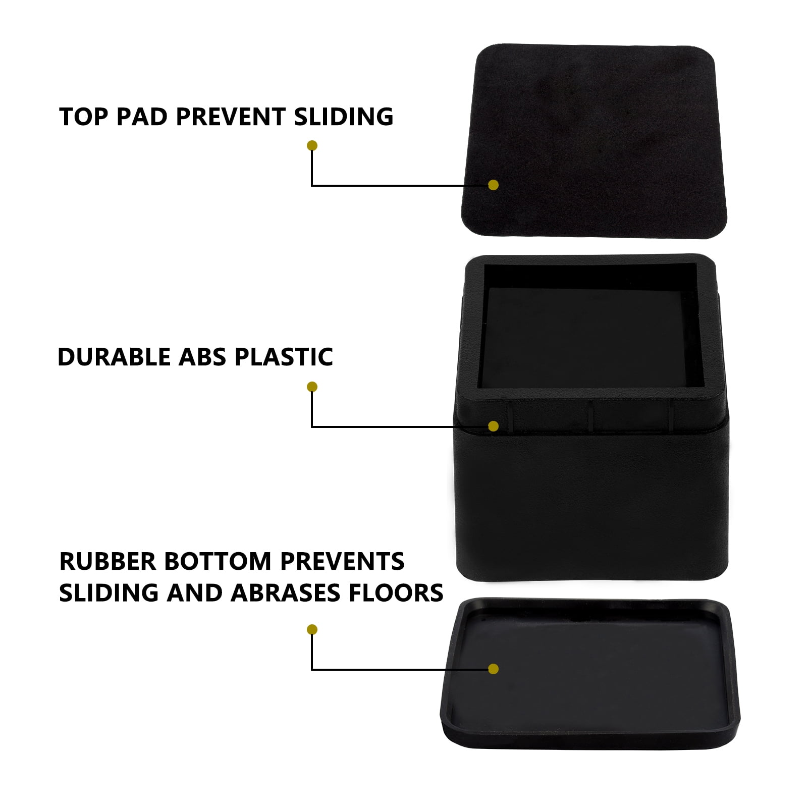 DuraCasa Bed Risers or Furniture Riser 6 Pack - Raises 3 Inches in Hei