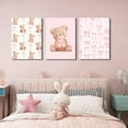 thumbnail image 4 of 3Pcs Pink Teddy Bear Wall Art Coquette Bow Wall Decor Pictures Cute Animal Nursery Canvas Posters Prints for Baby Girls Room Bedroom Home Decorations Und, 4 of 7