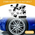 thumbnail image 2 of 20 Pcs Wheel Lug Nut Bolt with Clip Rims Tire Nut Screws Dust Cap Cover Nut Protection Plastic Chrome Silver Tone 21mm, 2 of 7