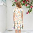 thumbnail image 5 of Abcomgle Girls Short Sleeve Summer Dresses Kids Casual A-Line Short Sleeve Midi Dress Floral Print Summer Crew Neck Swing Skirt with Pockets for 4-14t Kids, 5 of 5
