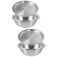 thumbnail image 1 of Juego de 2 tazones de acero inoxidable para mezclar ensaladas, de diseño sencillo, fáciles de limpiar, de anidación profunda para cocina con tapa., 1 of 6