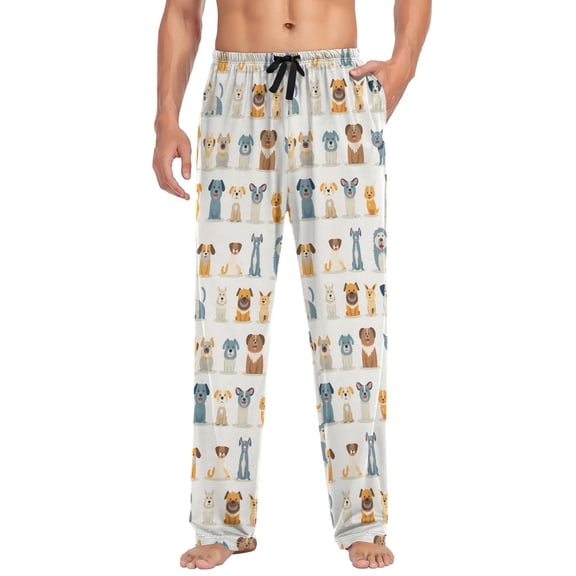 Men's Pajama Pants Different Cartoon Cute Dog Soft Long Sleep Lounge Pants L