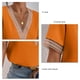 thumbnail image 4 of Top de manga corta con cuello en V para mujer, blusa elegante de encaje informal holgada a la moda para citas, 4 of 5