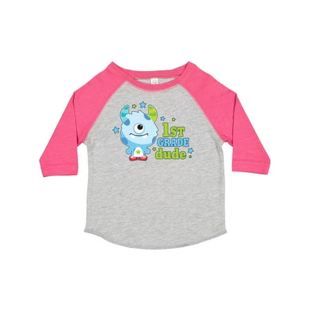 

Inktastic 1st Grade Dude with Cute Blue Monster Gift Toddler Boy Girl T-Shirt
