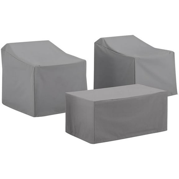 Afuera Living 3-Piece Vinyl/Heavy Gauge Patio Conversation Cover Set in Gray