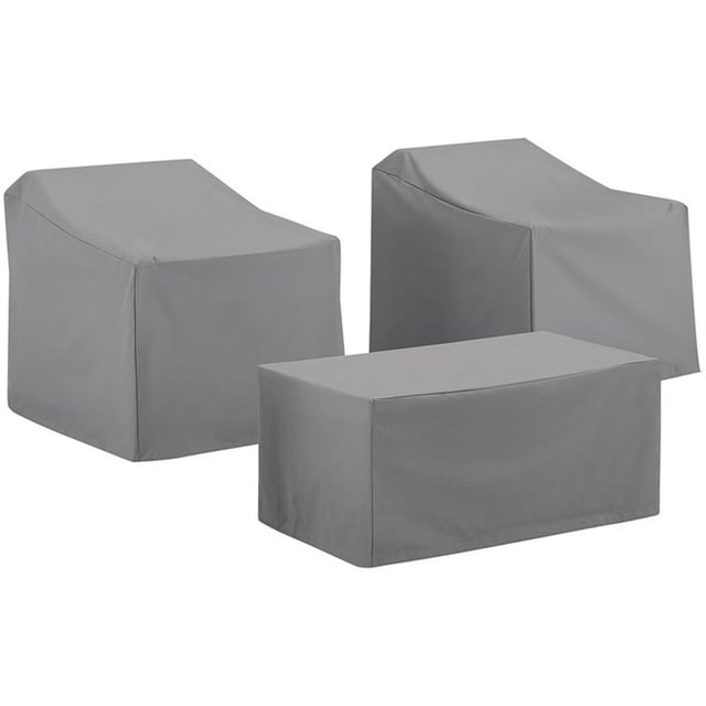Afuera Living 3-Piece Vinyl/Heavy Gauge Patio Conversation Cover Set in Gray