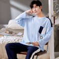 thumbnail image 1 of Printemps Automne Plus 5TG Pyjama Tricoté pour Hommes à Carreaux Ensembles de Pyjamas Décontractés Mode Nuit, 1 of 5
