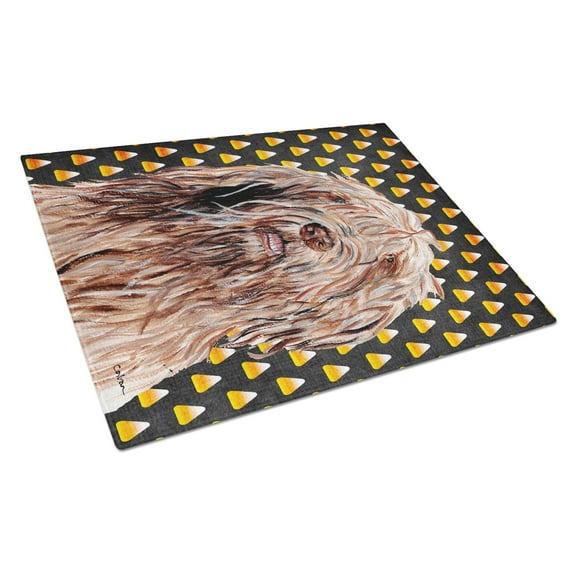 Caroline's Treasures Otterhound Candy Corn Halloween Glass Cutting Board Large Size