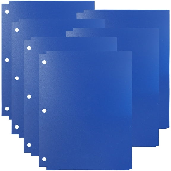 Youngever 6 Pack Heavy Duty Plastic Two Pocket Folders, Binder Dividers with Pocket, 3 Hole Punch Folder with Notches, Binder Folders (Dark Blue)