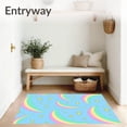 thumbnail image 3 of ODIKA 3'x5' Machine Washable Non-Slip Area Rug, Enchanted Sky with Arc Shaped Rainbows and Scattered Details High Traffic Rug with Pad, Blue, 645408, 3 of 8