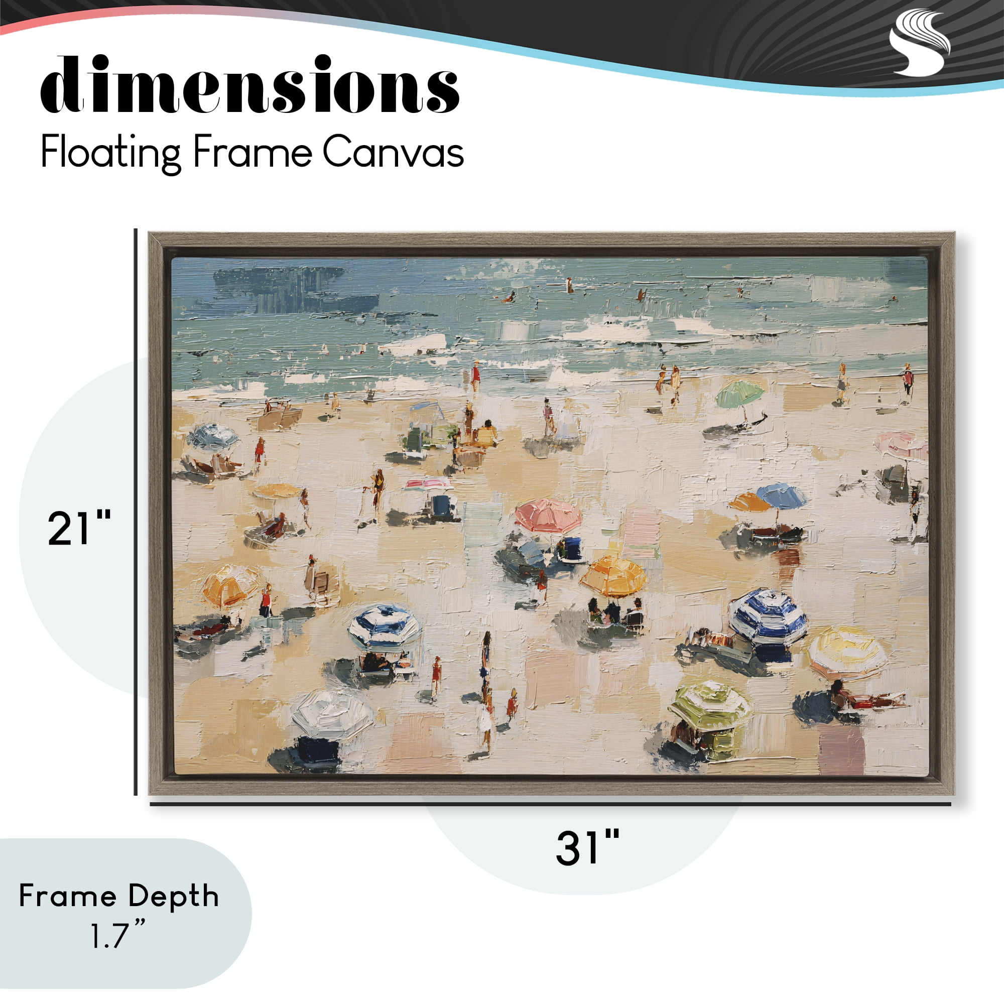 Stupell Industries Summer Beachgoers Expression Brown Framed Floater Canvas Wall Art, design by Jacky Ngan