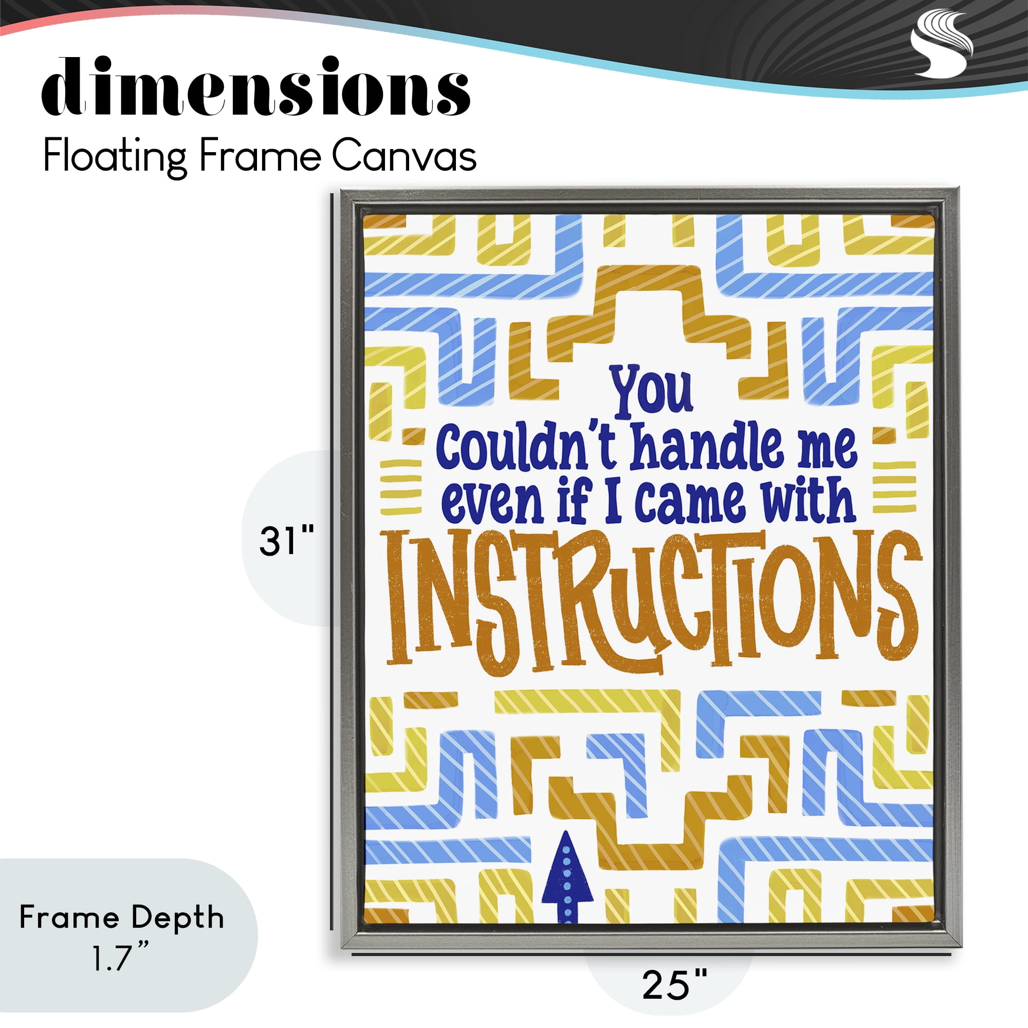 Stupell Industries Funny Can't Handle Me Gray Framed Floater Canvas Wall Art, design by Connie Summers