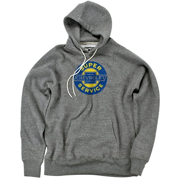 Chevrolet Chevy Super Service Unisex Adult Slim Fit Pull-Over Heather Hoodie, Athletic Heather, Small