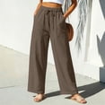 thumbnail image 2 of SROBPTY Fall Winter Plus Size Womens Pants Solid Drawstring High Waist Wide-Leg Bottoms with Pocket, 2 of 5