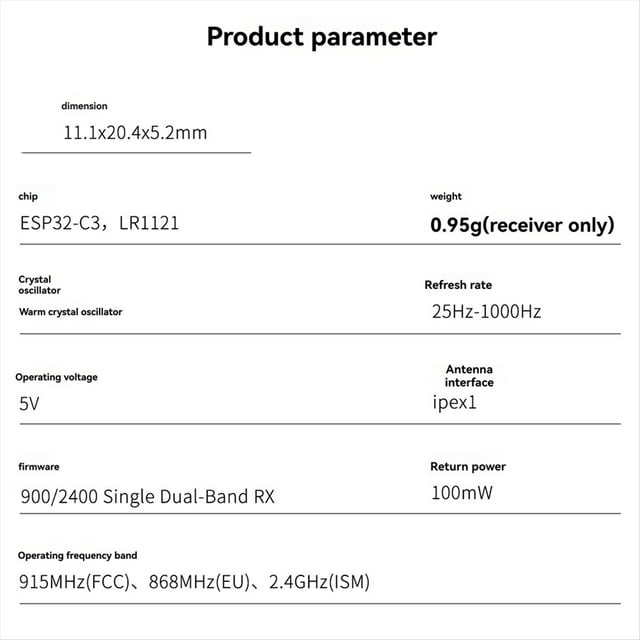 Para el Receptor de Doble Banda ELRS Nano 915M/2.4G, Piezas para Dron de Alcance con FPV, Bricolaje, con Chip ESP32-C3 LR1121 y WiFi Incorporado