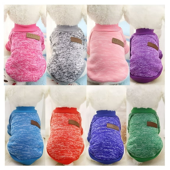 TELOLY Warm Pet Dog Cat Jacket Coat, Winter Fashion Soft Sweater Clothing for Small Dogs, Purple, Size XS