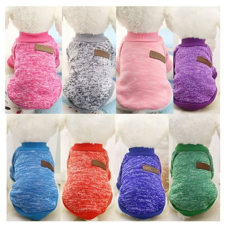 TELOLY Puppy Clothes Warm Pet Dog Cat Jacket Coat Winter Fashion Soft Sweater Clothing for Small Dogs Rose Red Size XS