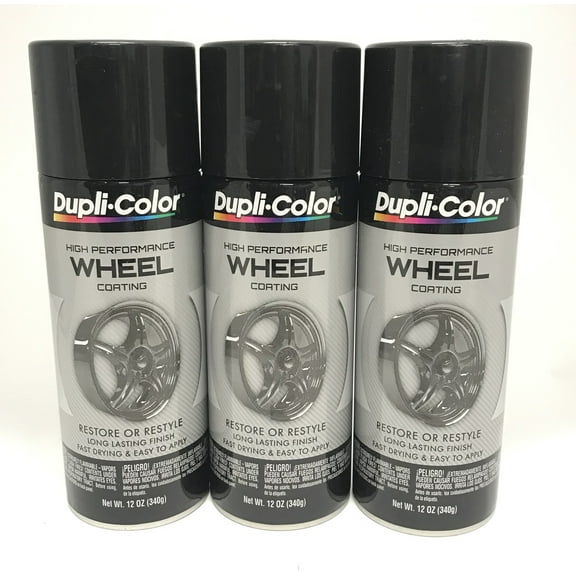 Duplicolor HWP108 - 3 Pack Wheel Coating Spray Paint Gloss Black - 12 oz