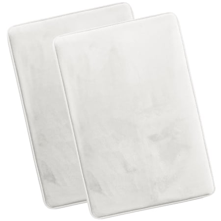 Nestl Set of 2 Absorbent Memory Foam Bath Mat Set Bathroom Rugs White Large 20 x32