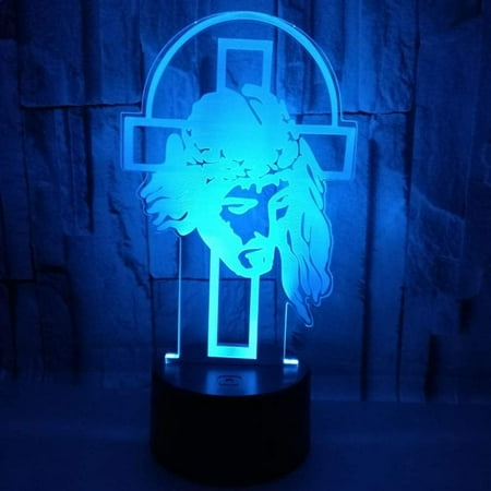 

Religious Cross Jesus Toys 3D Illusion Night Light Lamp Creative RGB Led Lamps Christmas Birthday Decorations Gifts for Boys and Girls Party Decor Gifts for Boys 8-12