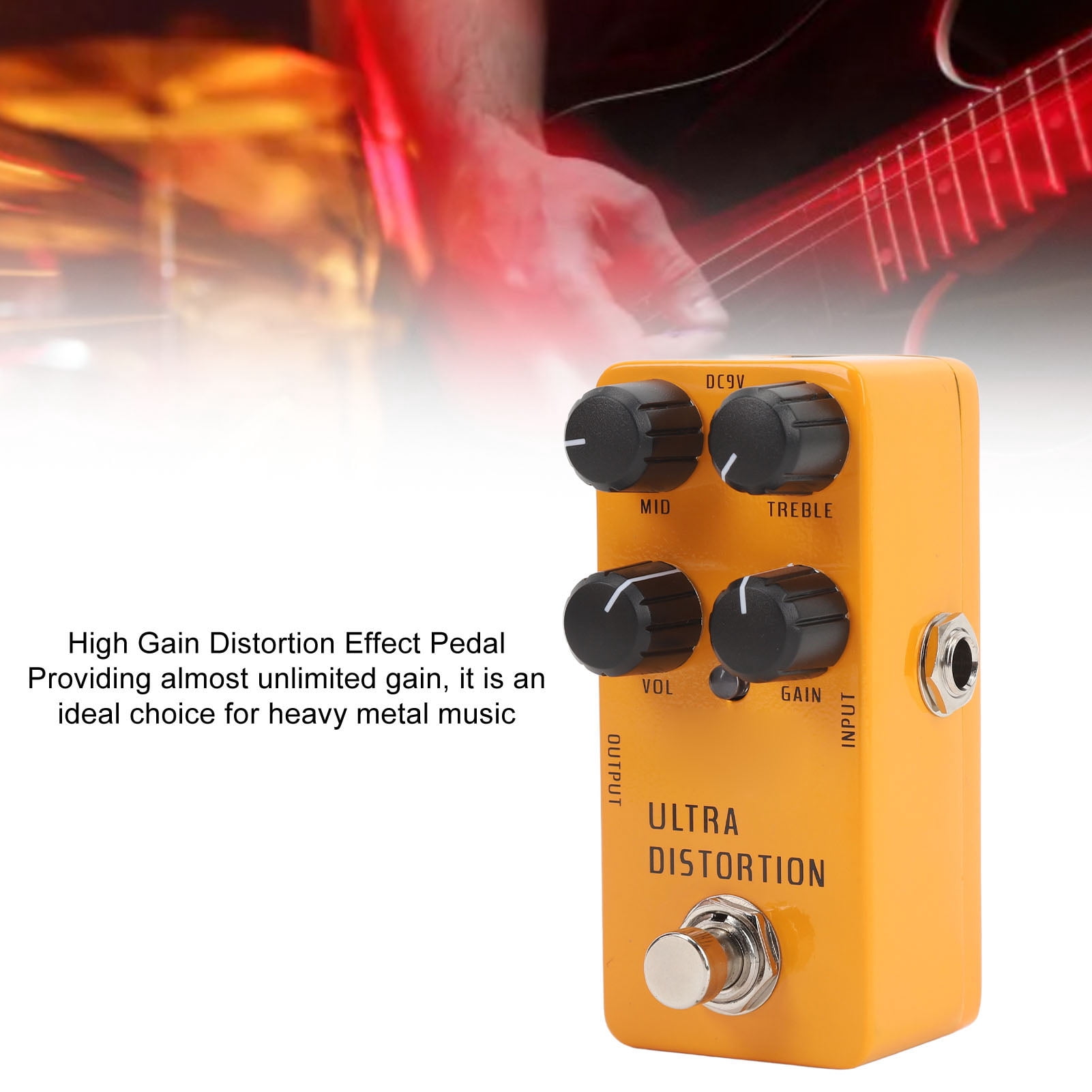 NFTIGB High Gain Distortion Guitar Pedal Aluminum Alloy Electric Guitar Distortion Effect Pedal with True Bypass DC9V for Electric Guitars, Black Edition (3.94 inches / 10.00 cm)
