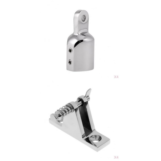 4x Soporte De De Cubierta De Barco Marino Con 4 Piezas 1 (25 Mm) Extremo Bimini Top Fitting