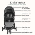 thumbnail image 2 of Evolur Breeze Lightweight Stroller Adjustable Backrest/Canopy, Storage Basket, Gray, 2 of 11