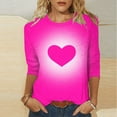 thumbnail image 2 of Busydd Womens Valentines Day Shirt Casual 3/4 Sleeve Heart Graphic Print Valentines Tops Fashion Oversized Round Neck T Shirts Valentines Day Gifts S-5XL, 2 of 5