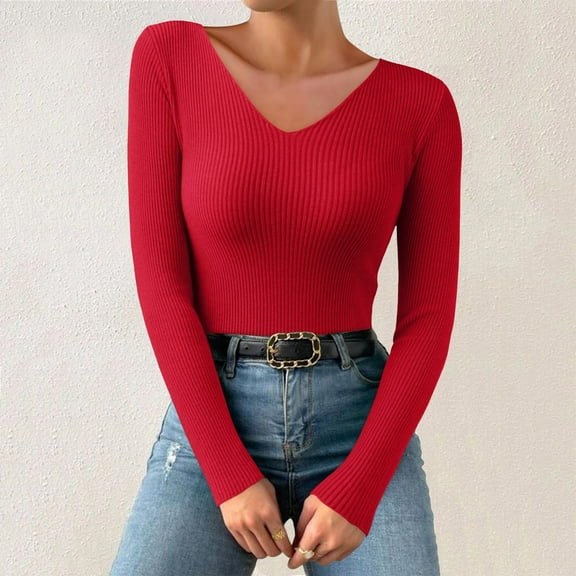 Thermal Undershirt for Women Long Sleeve Tight Shirt V Neck Womens Undershirts Womens Fitted Tops Womens Fall Tops Women Clothes
