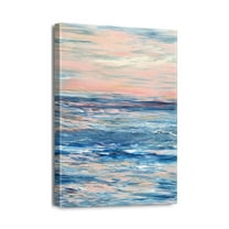 Navy Blue Oasis - Beach Canvas Wall Decor with Coastal Ocean Prints, 12x16 Inch Modern Art