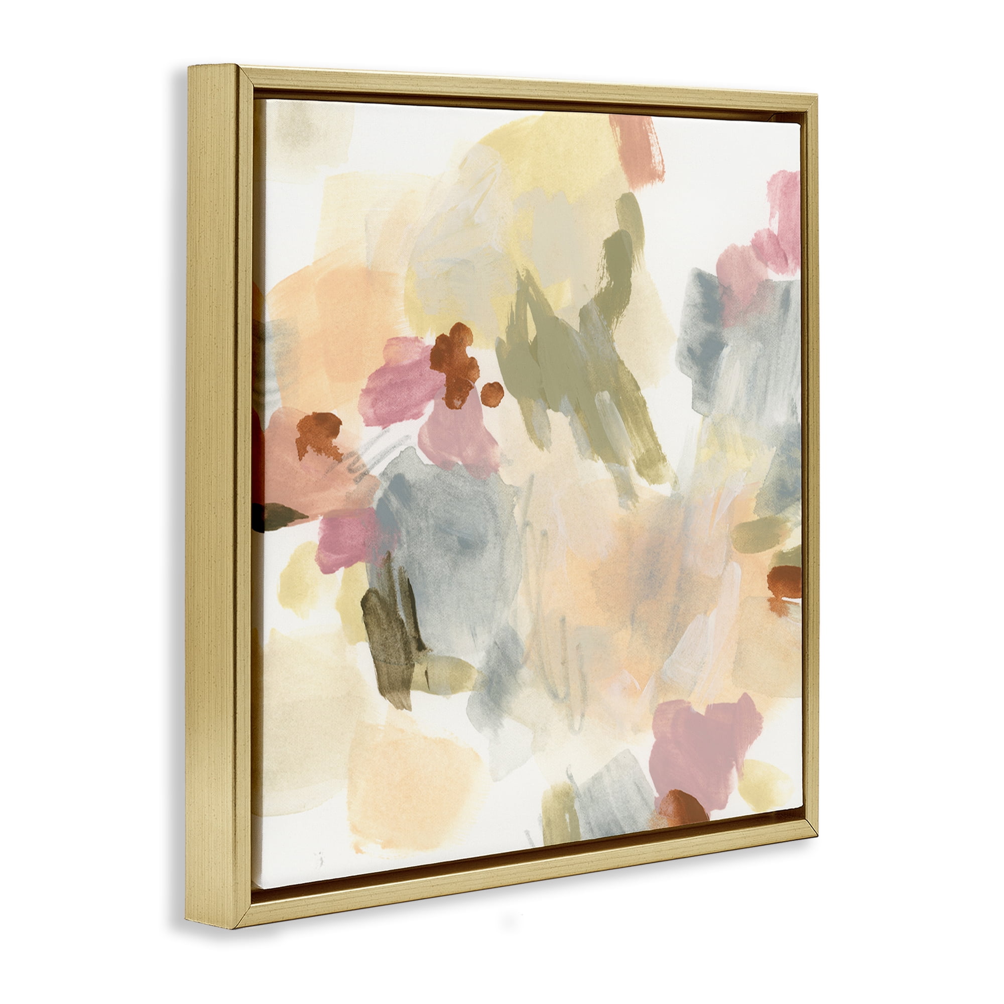 Stupell Industries Streaked Restless Abstraction Abstract Painting Gold Floater Framed Canvas Art Print Wall Art, 18 x 18