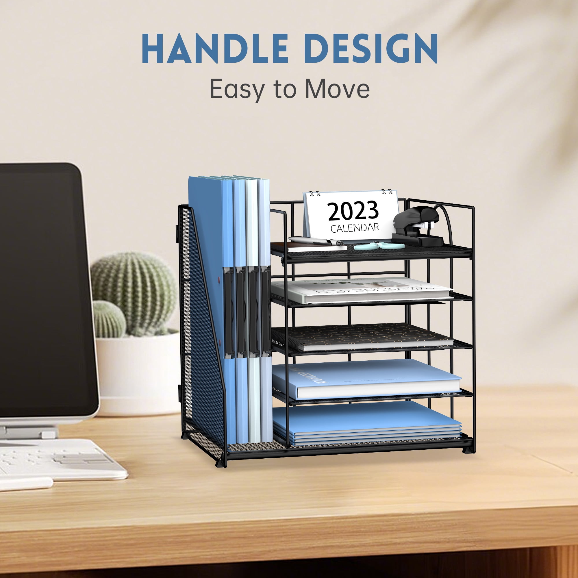 INTIGE 5-Tier Desk Organizer with File Holder, Letter Tray Paper Organizer, 1 Pcs