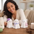 thumbnail image 4 of Set of 3 Halloween Figurines for Halloween Tabletop Home Decor, 7.87 x 3.54 x 1.57 Inch Cute Resin Ghost Statues, Kawaii Mini Halloween Ornaments for Fall Mantel Centerpiece Decor, 4 of 7
