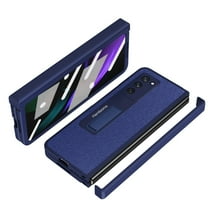ELEHOLD for Samsung Galaxy Z Fold 2 5G 2020 7.6 Inch Case with Built-in Tempered Film, Hidden Backet Screen Protector Full Hinge Protection Hidden Kickstand Anti-Scratch Shockproof Case, Blue