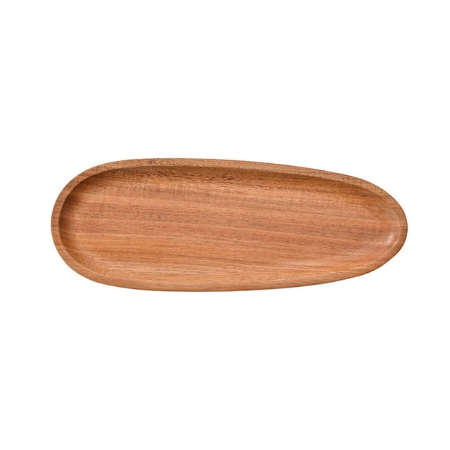 Irregular Oval Wooden Dinner Plate Serving Tray for Dishes Snack Fruit Dessert