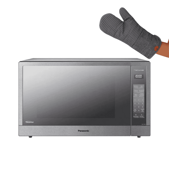COMBO Microondas Panasonic NN-ST96LSRPH INVERTER de 62 Litros (2.2ft³ / 1200W) Color: Gris + Guante Cocina.