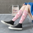 thumbnail image 6 of JUNZAN Fun Novelty Knee Warmer High Socks Pink Flamingo Design, 6 of 7
