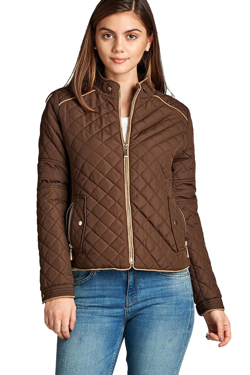 Active Basic Women's Quilted Padding Jacket Winter Coat w/ Suede