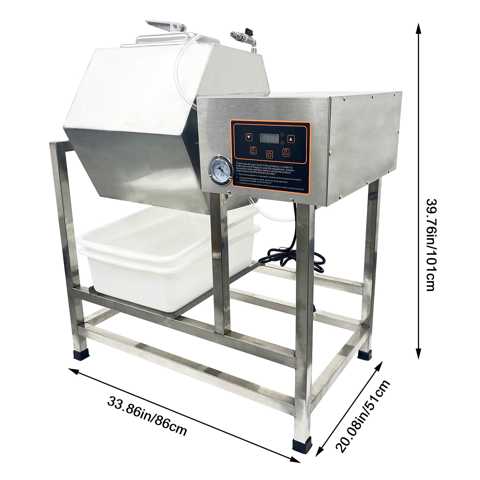80L Meat Tumbler Marinator Machine Vacuum Pump Hexagonal Barrel Commercial Automatic 110V