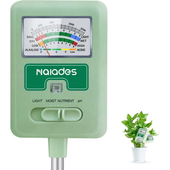 Soil Moisture Meter for Plants, 4-in-1 Moisture Meter for Plants, Tester for Moist, Light,Nutrients, pH,  for Indoor Plants & Outdoor Garden, Lawn, Farm